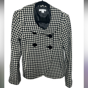 Pendleton Houndstooth‎ Blazer Virgin Lambs Wool Jacket Sz 4